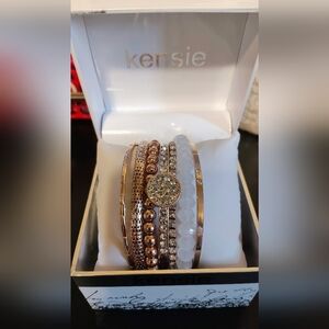 Kensie Rose Gold and White Bracelet Set